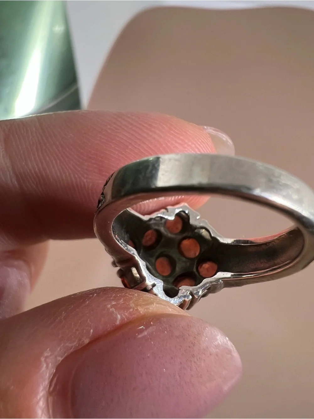 Red Garnet Cluster Sterling Silver Ring
